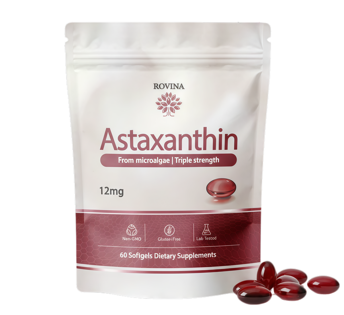 ROVINA Astaxanthin 12mg Softgels, Triple Strength Antioxidant